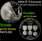 1994-P Vietnam Proof Modern Commem Dollar $1 pr70 dcam SEGS