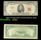 1963 $5 Red Seal United States Note Grades vf++