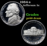 1984-s Proof Jefferson Nickel 5c Grades GEM++ Proof Deep Cameo