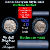 Buffalo Nickel Shotgun Roll in Old Bank Style 'Bell Telephone' Wrapper 1928 & d Mint Ends
