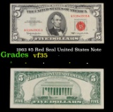 1963 $5 Red Seal United States Note Grades vf++