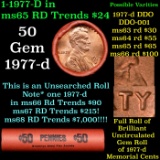 BU Shotgun Lincoln 1c roll, 1977-d 50 pcs Bank Wrapper 50c