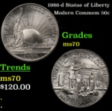 1986-d Statue of Liberty Modern Commem Half Dollar 50c ms70 SEGS