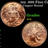 1oz .999 Fine Copper Bullion Round - Nordic Creatures Frost Giant Style Grades Ungraded