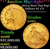 *Highlight* 1913-p Gold Indian Quarter Eagle Near Top Pop! $2 1/2 ms65+ SEGS (fc)