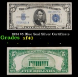 1934 $5 Blue Seal Silver Certificate Grades xf