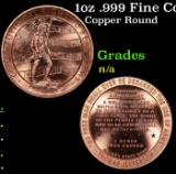 1oz .999 Fine Copper Bullion Round - Right to Bear Arms Style Grades Ungraded