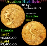 *Highlight* 1911-p Gold Indian Quarter Eagle $2 1/2 ms64+ SEGS (fc)
