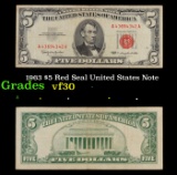 1963 $5 Red Seal United States Note Grades vf++