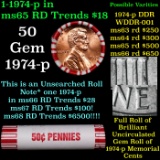 BU Shotgun Lincoln 1c roll, 1974-p 50 pcs Bank Wrapper 50c
