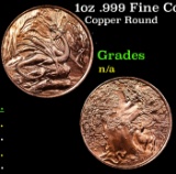 1oz .999 Fine Copper Bullion Round - Nordic Creatures Nidhoggr Dragon Style Grades Ungraded