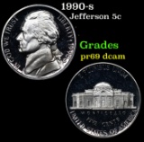 1990-s Proof Jefferson Nickel 5c Grades GEM++ Proof Deep Cameo