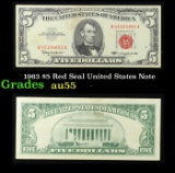 1963 $5 Red Seal United States Note Grades Choice AU