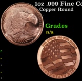 1oz .999 Fine Copper Bullion Round - Flying Eagle & Flag Style Grades Ungraded