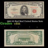 1963 $5 Red Seal United States Note Grades vf++