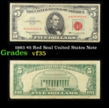1963 $5 Red Seal United States Note Grades vf++