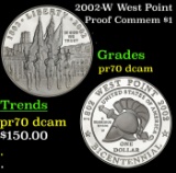 2002-W West Point Proof Modern Commem Dollar $1 pr70 dcam SEGS