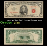1963 $5 Red Seal United States Note Grades vf++