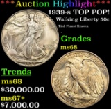 *Highlight* 1939-s Walking Liberty Half Dollar TOP POP! 50c ms68 SEGS (fc)