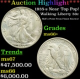 *Highlight* 1935-s Walking Liberty Half Dollar Near Top Pop! 50c ms66+ SEGS (fc)