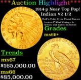 *Highlight* 1914-p Gold Indian Quarter Eagle Near Top Pop! $2 1/2 GEM++ Unc USCG (fc)