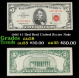 1963 $5 Red Seal United States Note Grades Choice AU/BU Slider