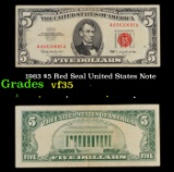 1963 $5 Red Seal United States Note Grades vf++