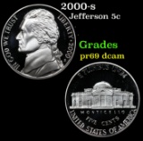 2000-s Proof Jefferson Nickel 5c Grades GEM++ Proof Deep Cameo