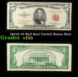 1953A $5 Red Seal United States Note Grades vf++