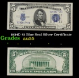 1934D $5 Blue Seal Silver Certificate Grades Choice AU