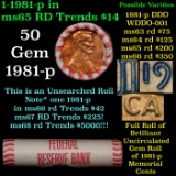 BU Shotgun Lincoln 1c roll, 1981-p 50 pcs Bank Wrapper 50c