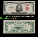 1963 $5 Red Seal United States Note Grades Choice AU
