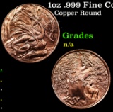 1oz .999 Fine Copper Bullion Round - Nordic Creatures Nidhoggr Dragon Style Grades Ungraded