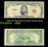 1953 $5 Red Seal United States Note Grades vf++
