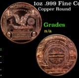 1oz .999 Fine Copper Bullion Round - Silver Certificate Dollar Style Grades Ungraded