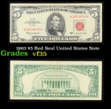 1963 $5 Red Seal United States Note Grades vf++