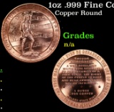 1oz .999 Fine Copper Bullion Round - Right to Bear Arms Style Grades Ungraded