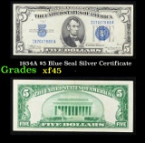 1934A $5 Blue Seal Silver Certificate Grades xf+