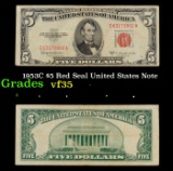 1953C $5 Red Seal United States Note Grades vf++