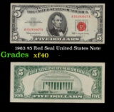 1963 $5 Red Seal United States Note Grades xf