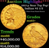 *Highlight* 1912-p Gold Indian Quarter Eagle Near Top Pop! $2 1/2 ms65+ SEGS (fc)