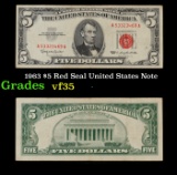 1963 $5 Red Seal United States Note Grades vf++