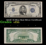 1934C $5 Blue Seal Silver Certificate Grades vf++