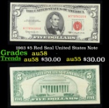 1963 $5 Red Seal United States Note Grades Choice AU/BU Slider