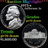 1975-s Proof Jefferson Nickel 5c pr70 dcam SEGS