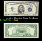 1934D $5 Blue Seal Silver Certificate Grades xf