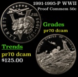 1991-1995-P WWII Proof Modern Commem Half Dollar 50c pr70 dcam SEGS