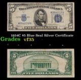 1934C $5 Blue Seal Silver Certificate Grades vf++