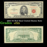 1963 $5 Red Seal United States Note Grades vf++