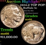 *Highlight* 1924-d Buffalo Nickel TOP POP! 5c ms66 SEGS (fc)